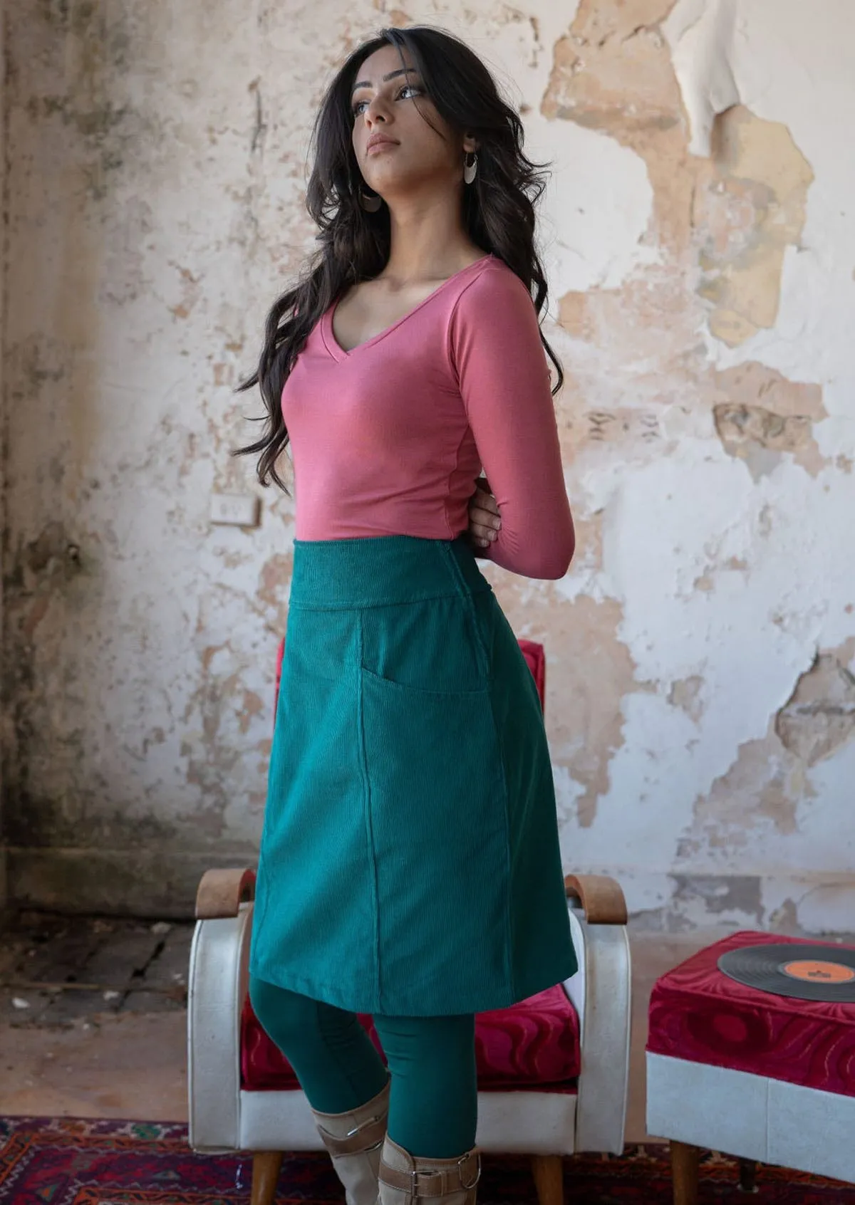 Aalia Corduroy Skirt Everglade