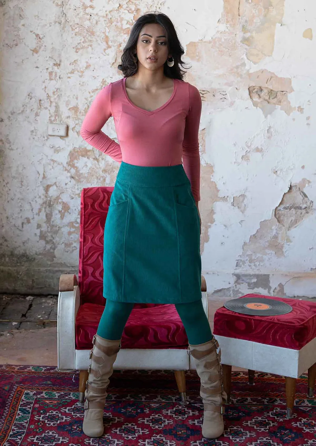 Aalia Corduroy Skirt Everglade