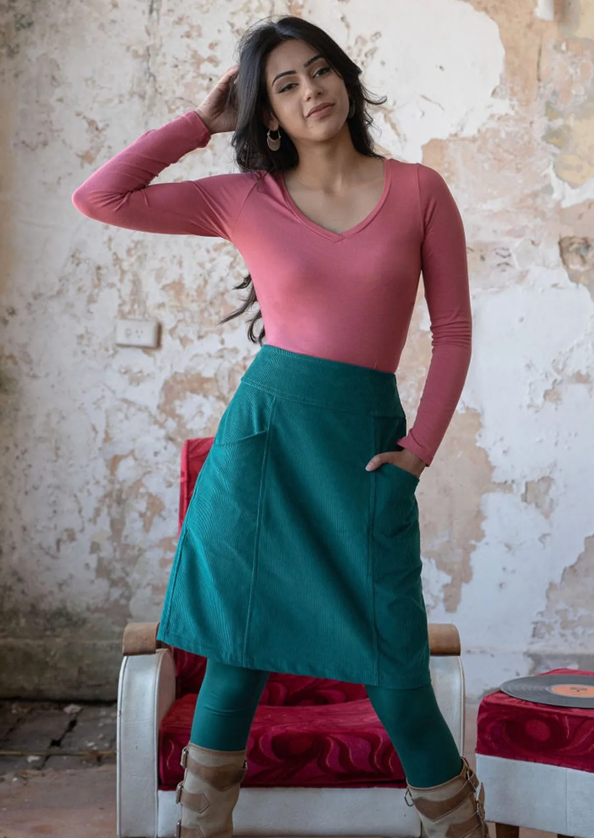 Aalia Corduroy Skirt Everglade