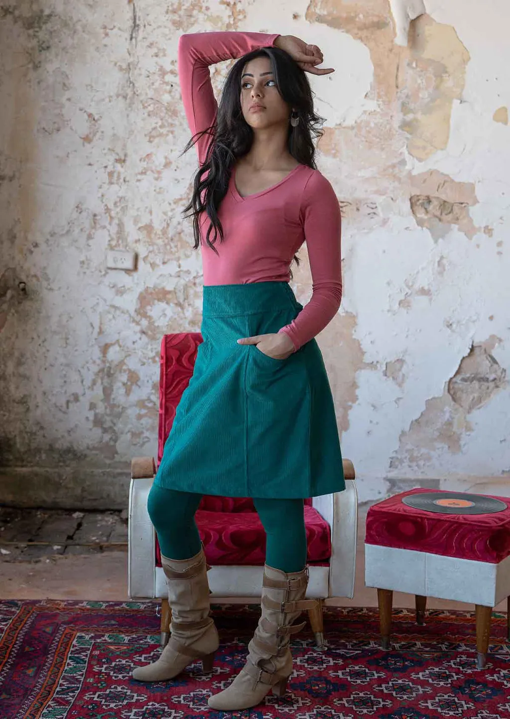 Aalia Corduroy Skirt Everglade