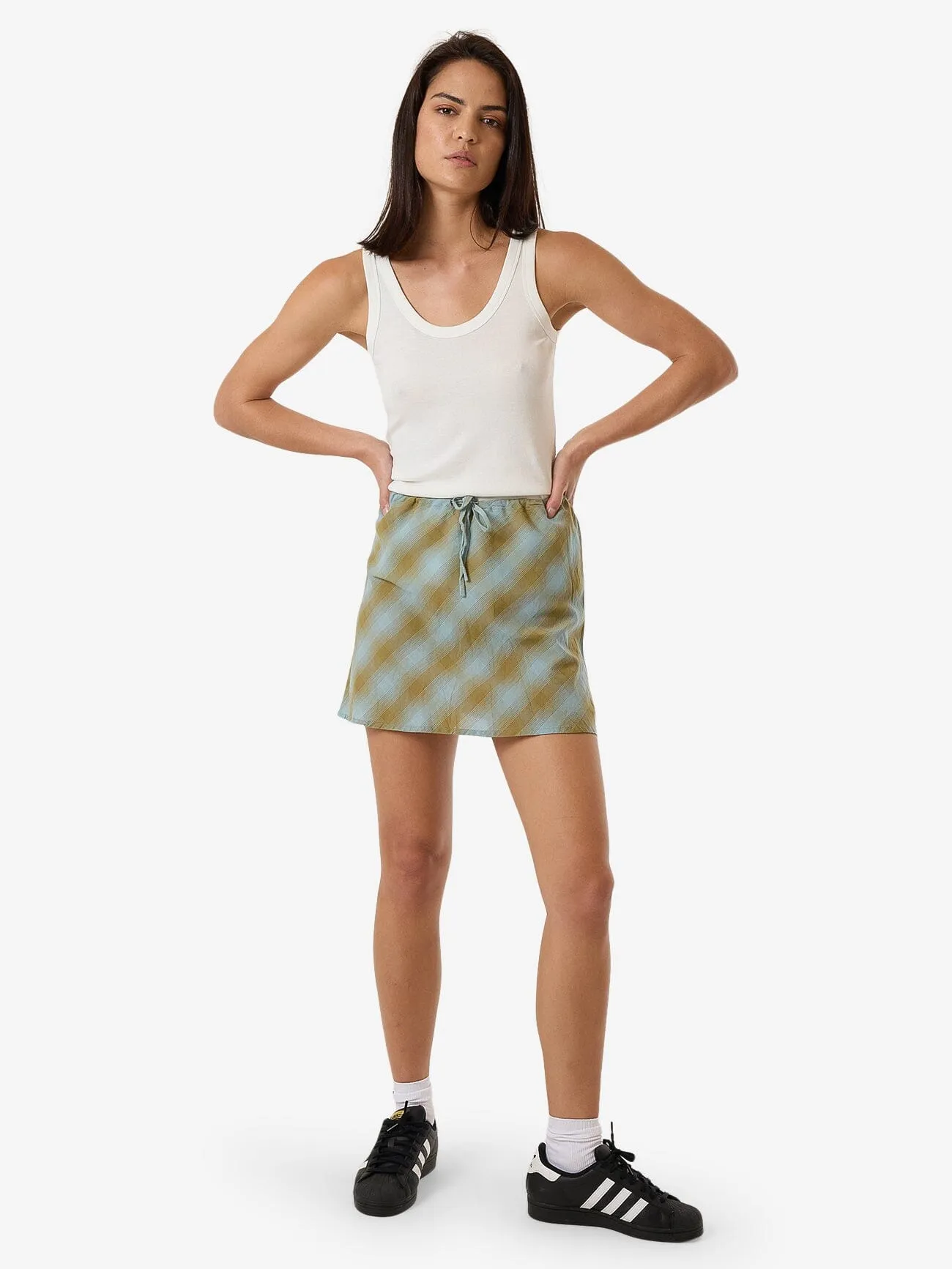 Ansley Bias Skirt - Stone Blue