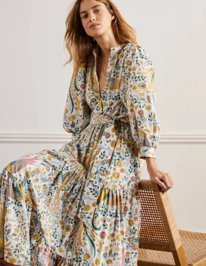Ava Tiered Maxi Dress-Multi. Enchanting Peacock