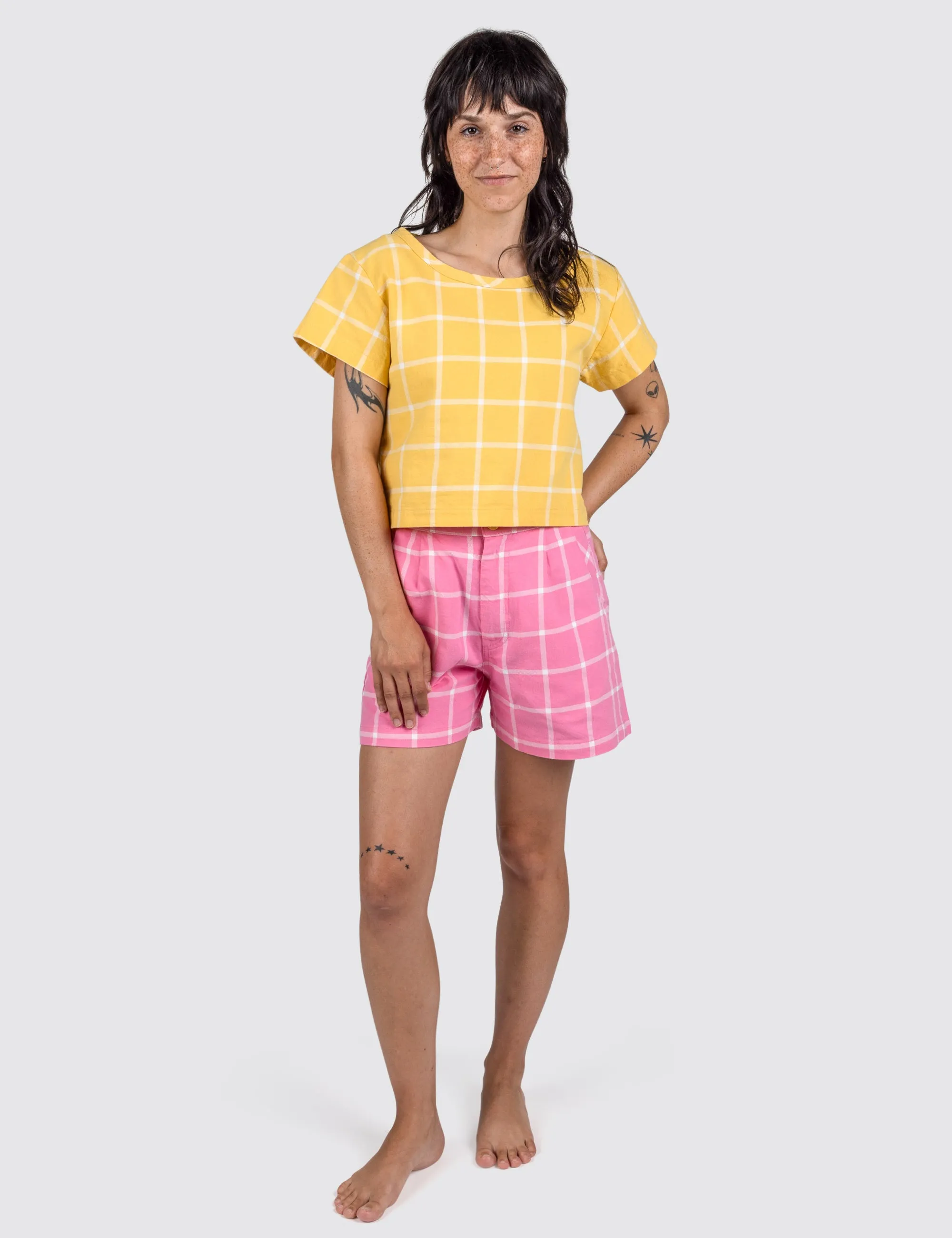 Banana Grid Crop Top