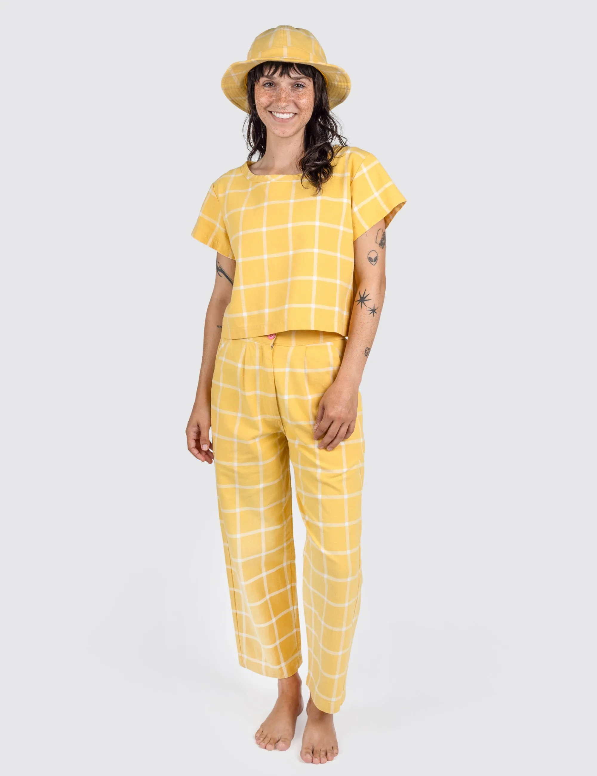 Banana Grid Crop Top