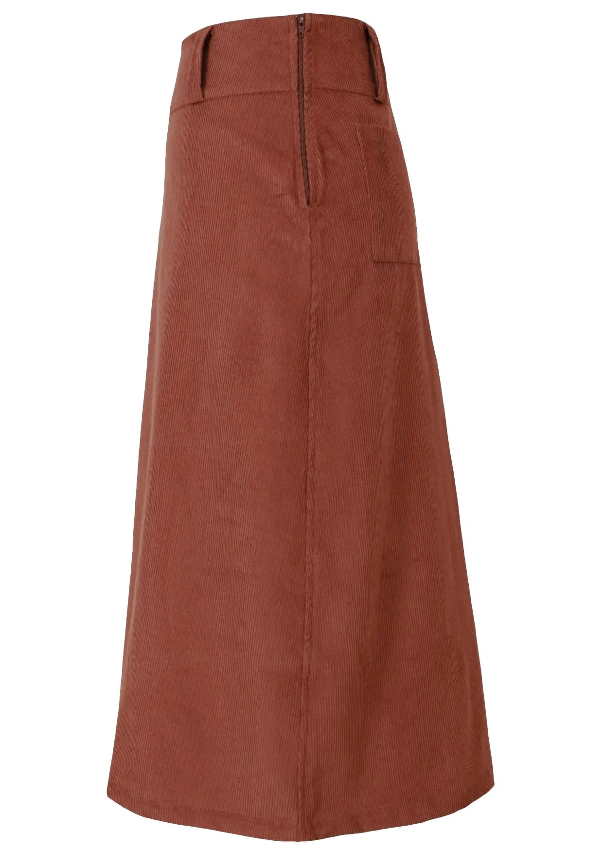 Belt Loop Corduroy Skirt Burnt Henna