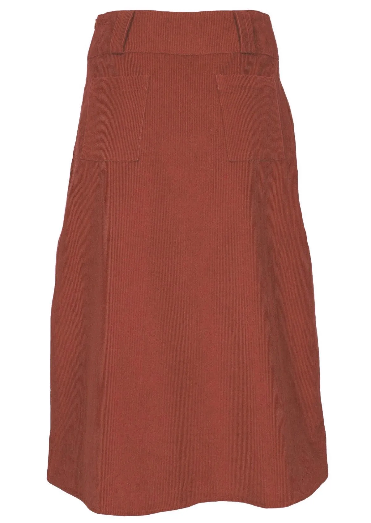 Belt Loop Corduroy Skirt Burnt Henna
