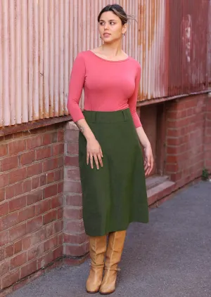 Belt Loop Corduroy Skirt Douglas Fir