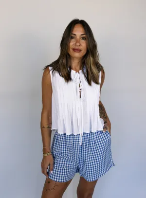 Benny Linen Tank - White - Final Sale