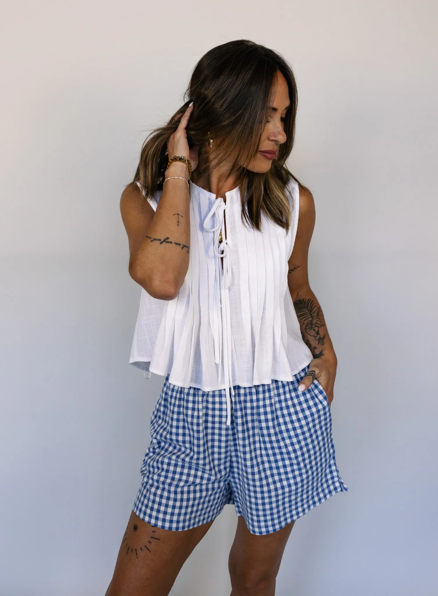Benny Linen Tank - White - Final Sale