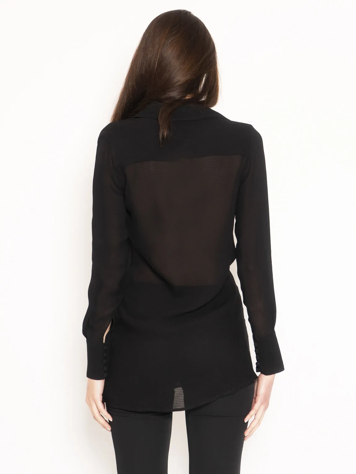 Black Asymmetric Cross Blouse