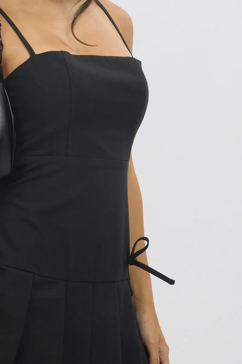 Black Pleated Mini Dress