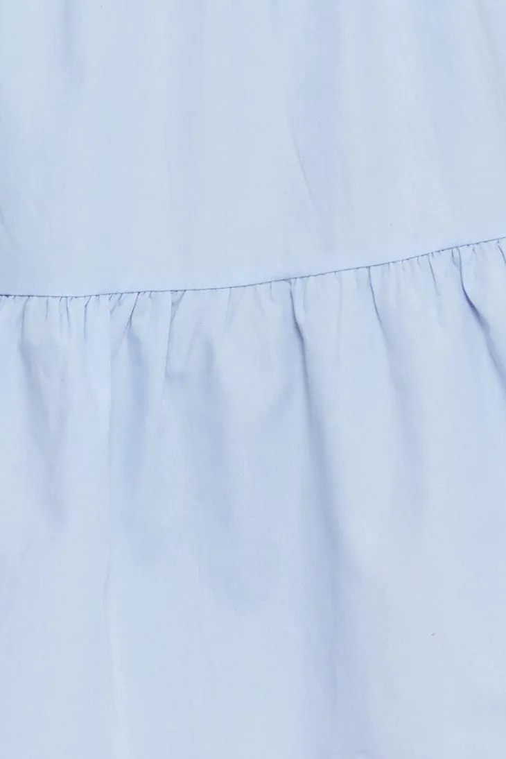 Blue A Line Dress Mini V Neck