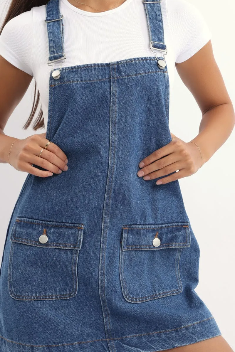Blue Overall Mini Dress