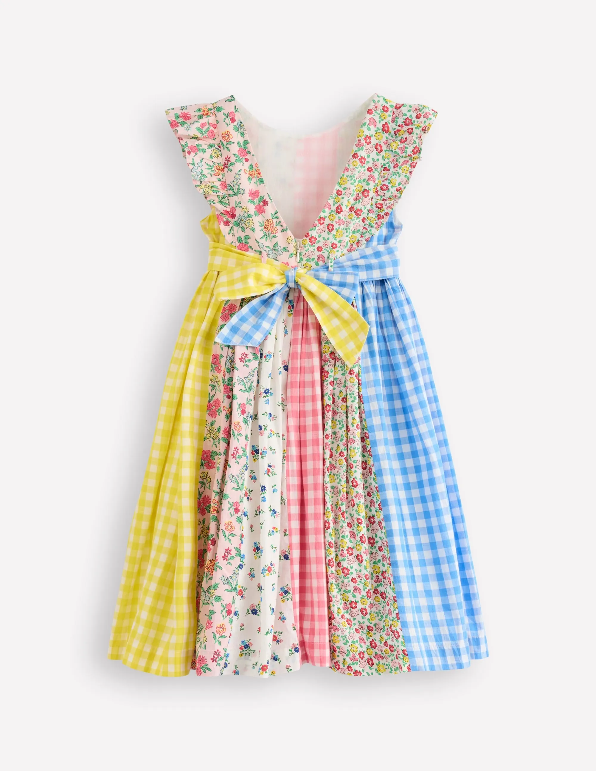 Bow Back Midi Dress-Patchwork Floral