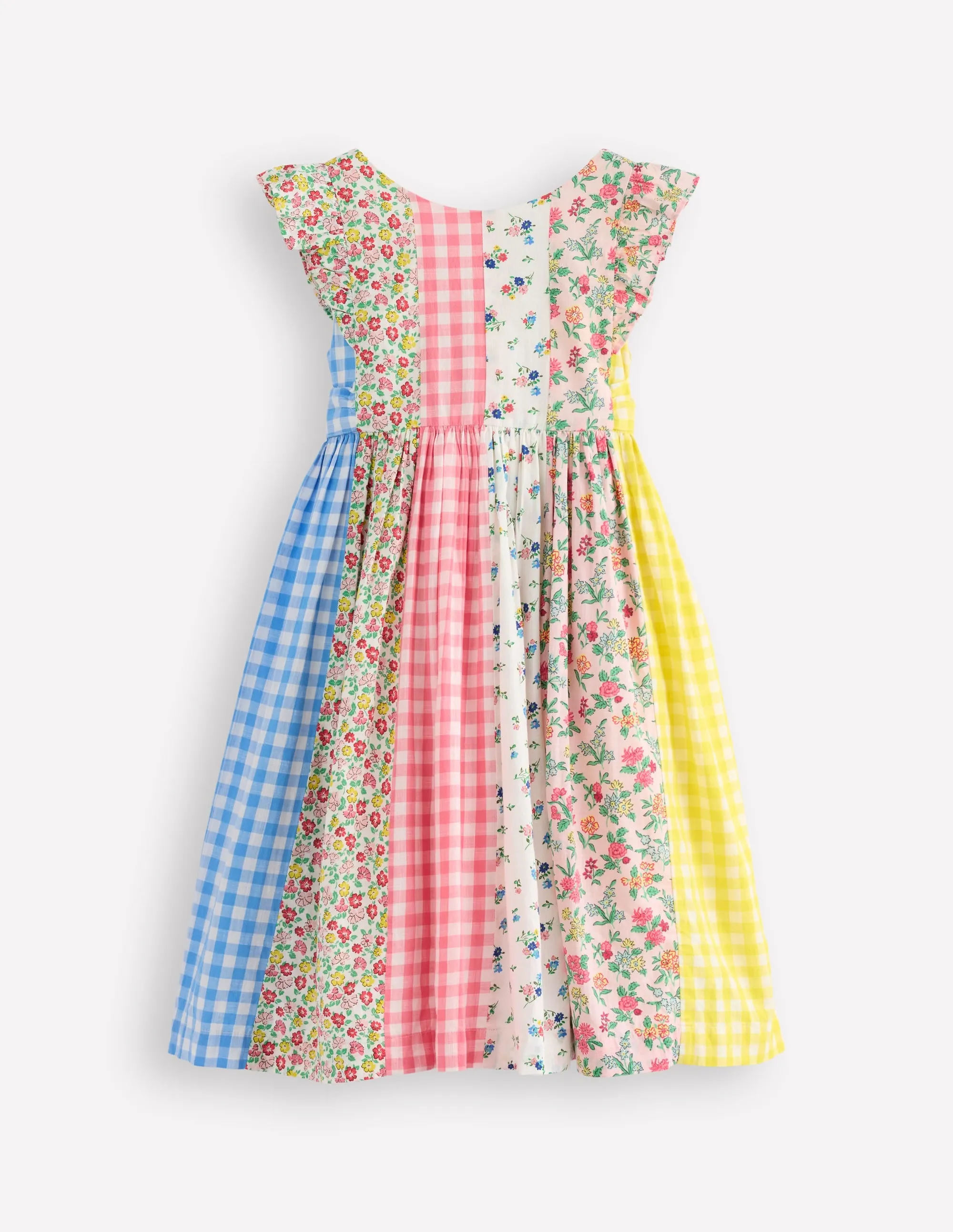 Bow Back Midi Dress-Patchwork Floral