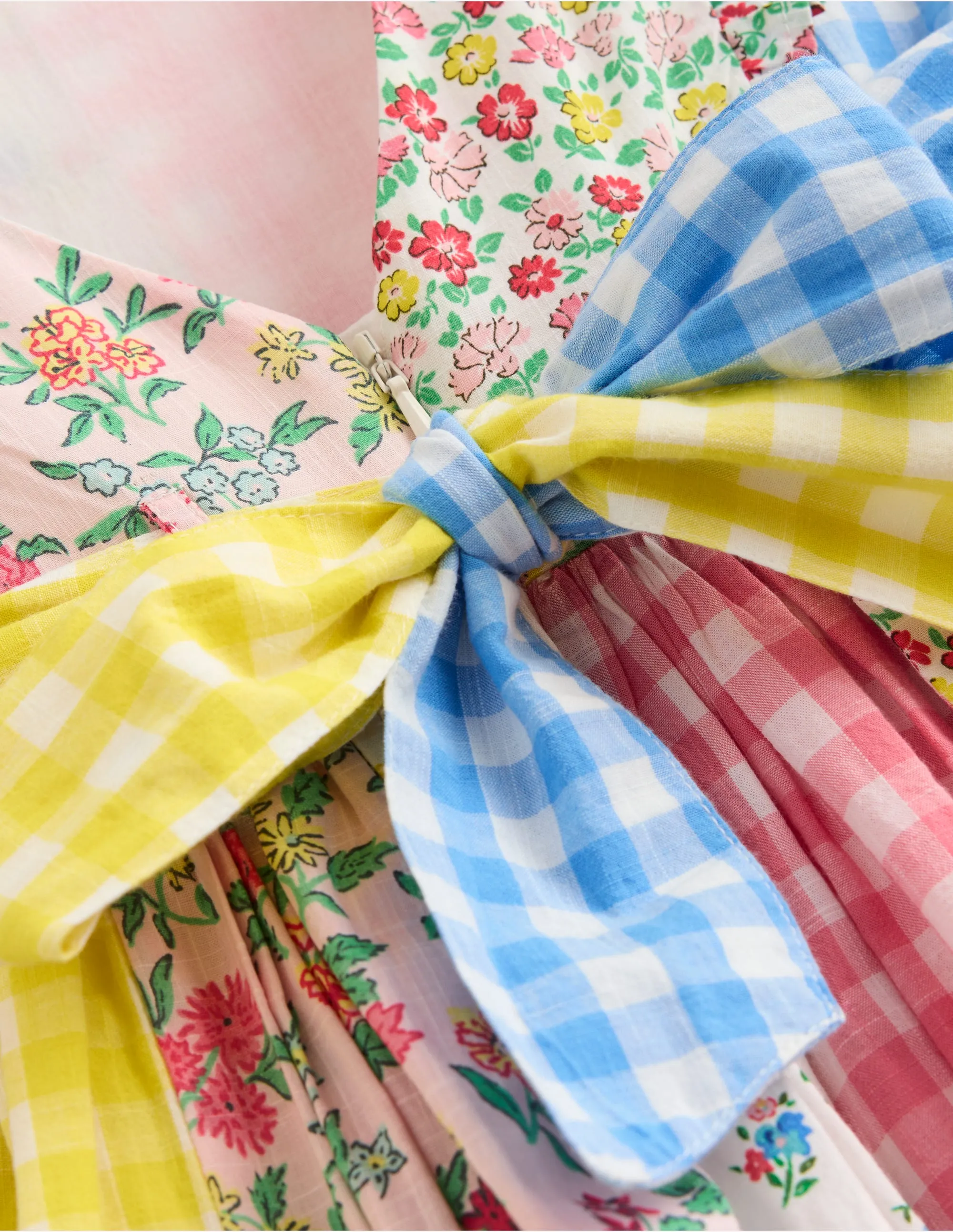 Bow Back Midi Dress-Patchwork Floral