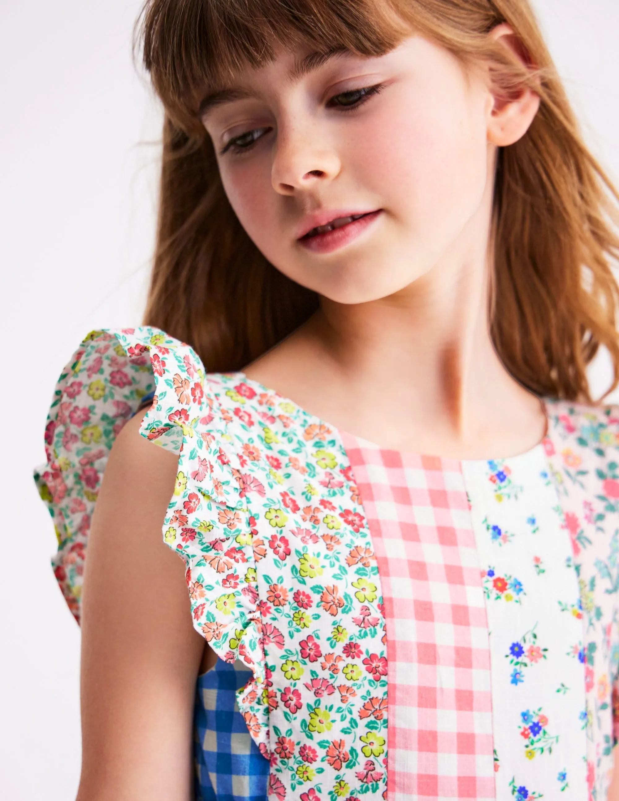 Bow Back Midi Dress-Patchwork Floral