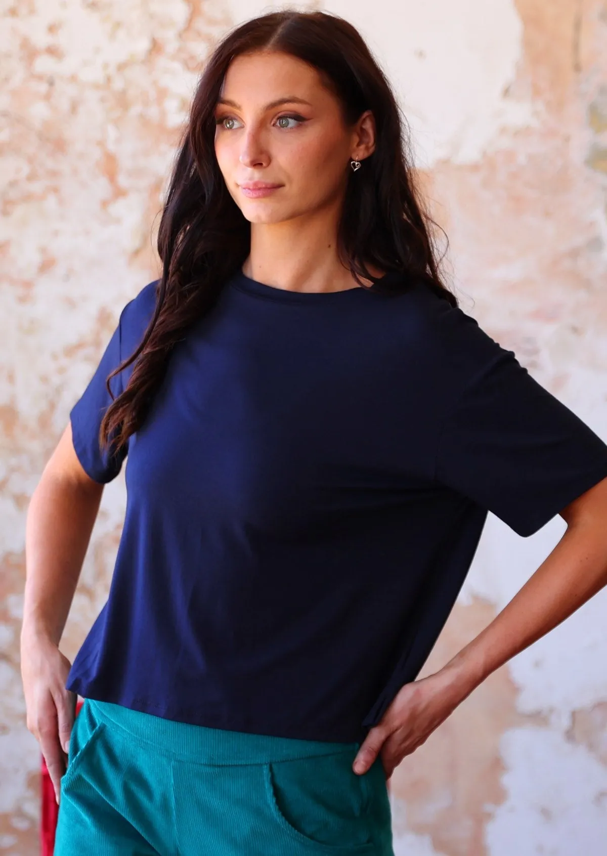 Boxy T-shirt Navy Blue