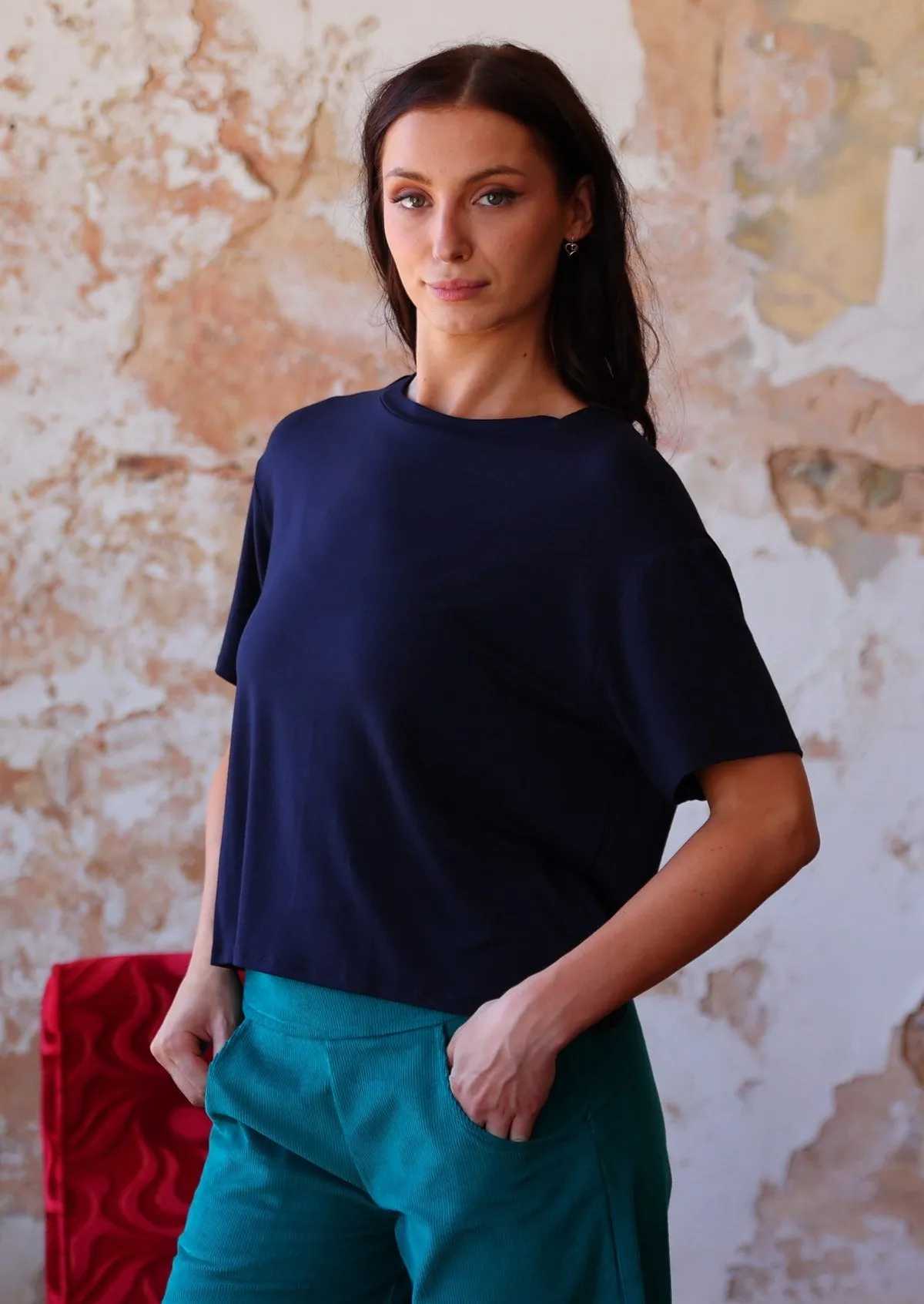 Boxy T-shirt Navy Blue