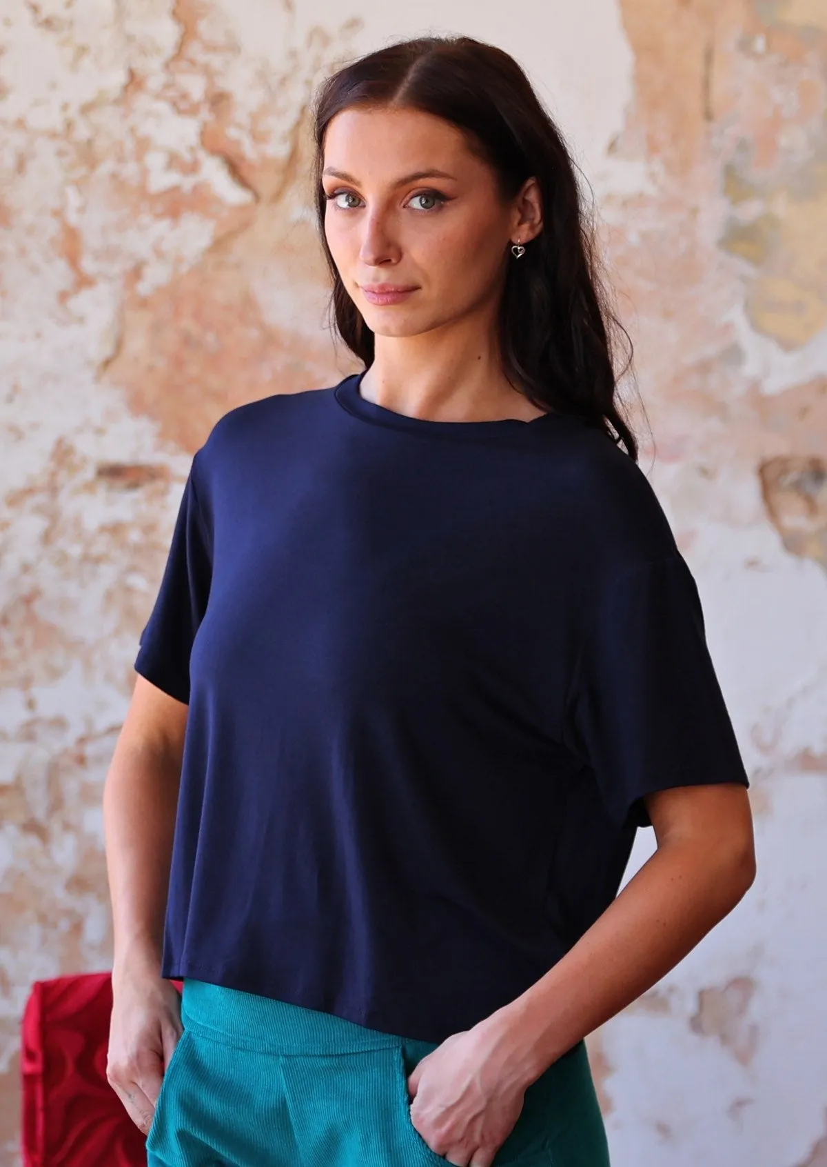 Boxy T-shirt Navy Blue