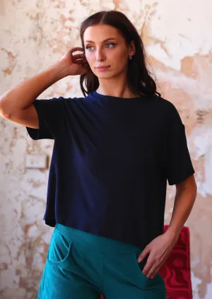Boxy T-shirt Navy Blue