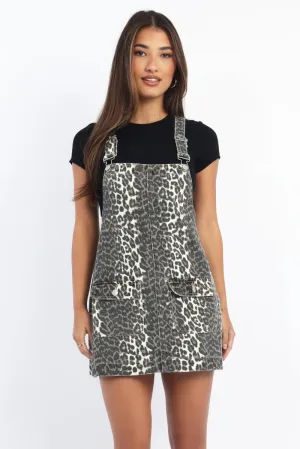 Brown Animal Print Overall Mini Dress