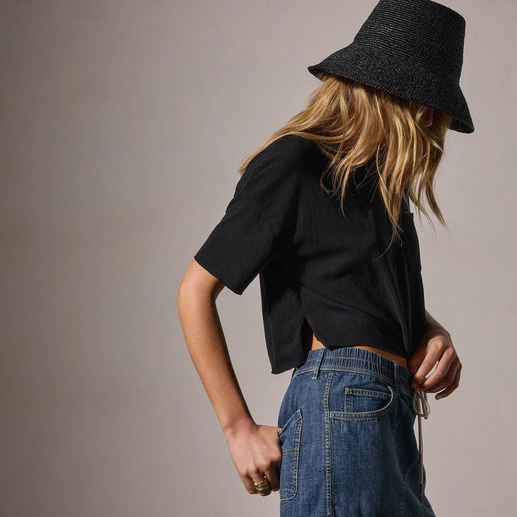 Brushed Jersey Pocket Tee - Black