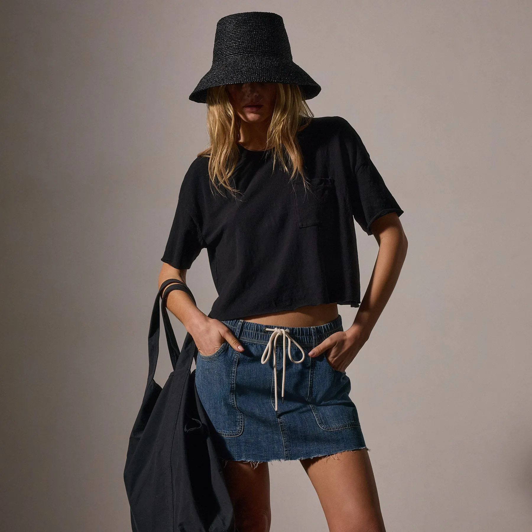 Brushed Jersey Pocket Tee - Black