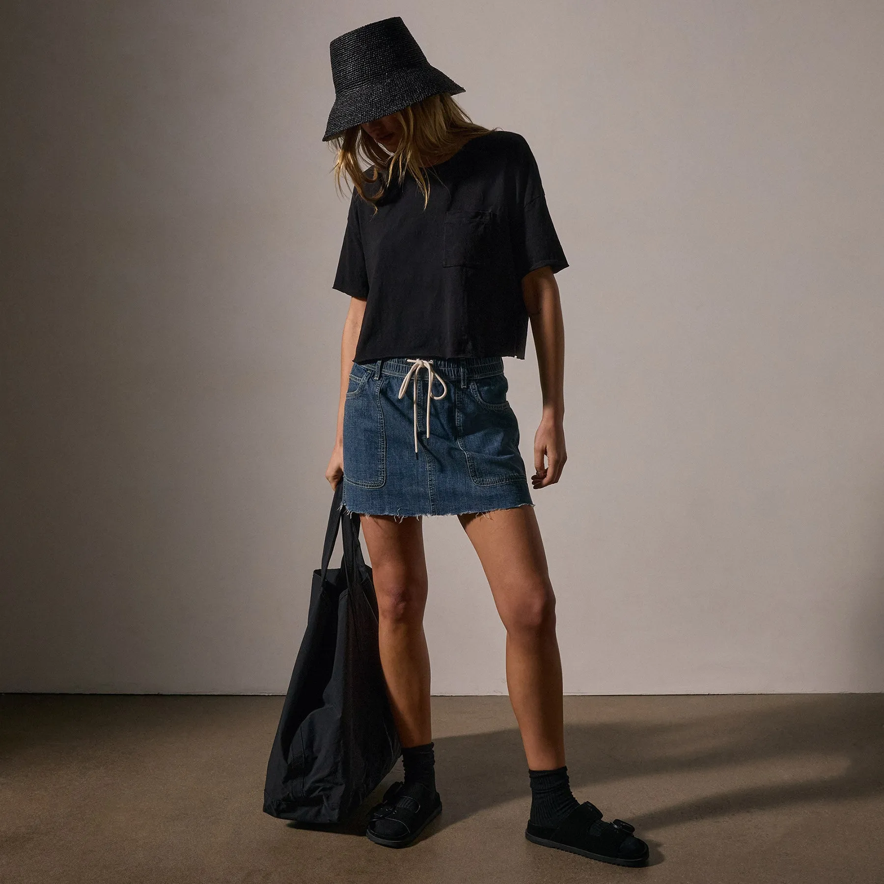 Brushed Jersey Pocket Tee - Black