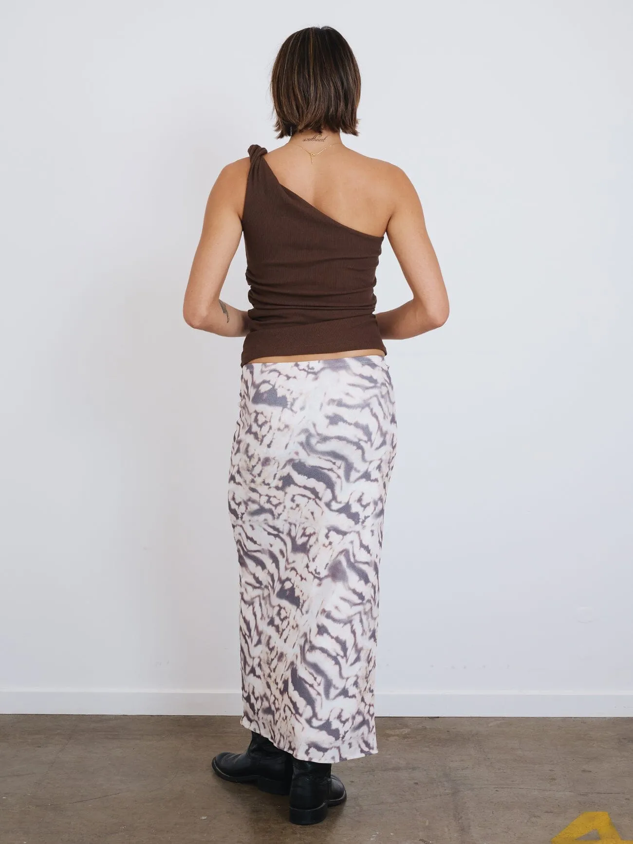 Brynn Rib One Shoulder Top - Dark Brindle