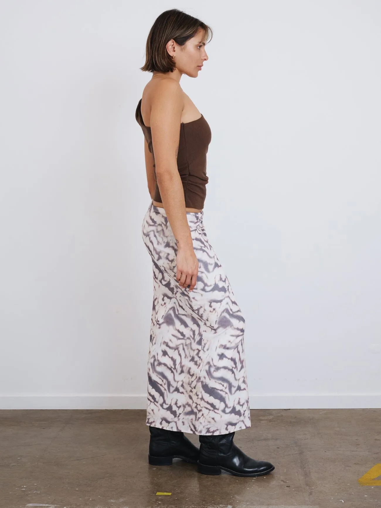 Brynn Rib One Shoulder Top - Dark Brindle