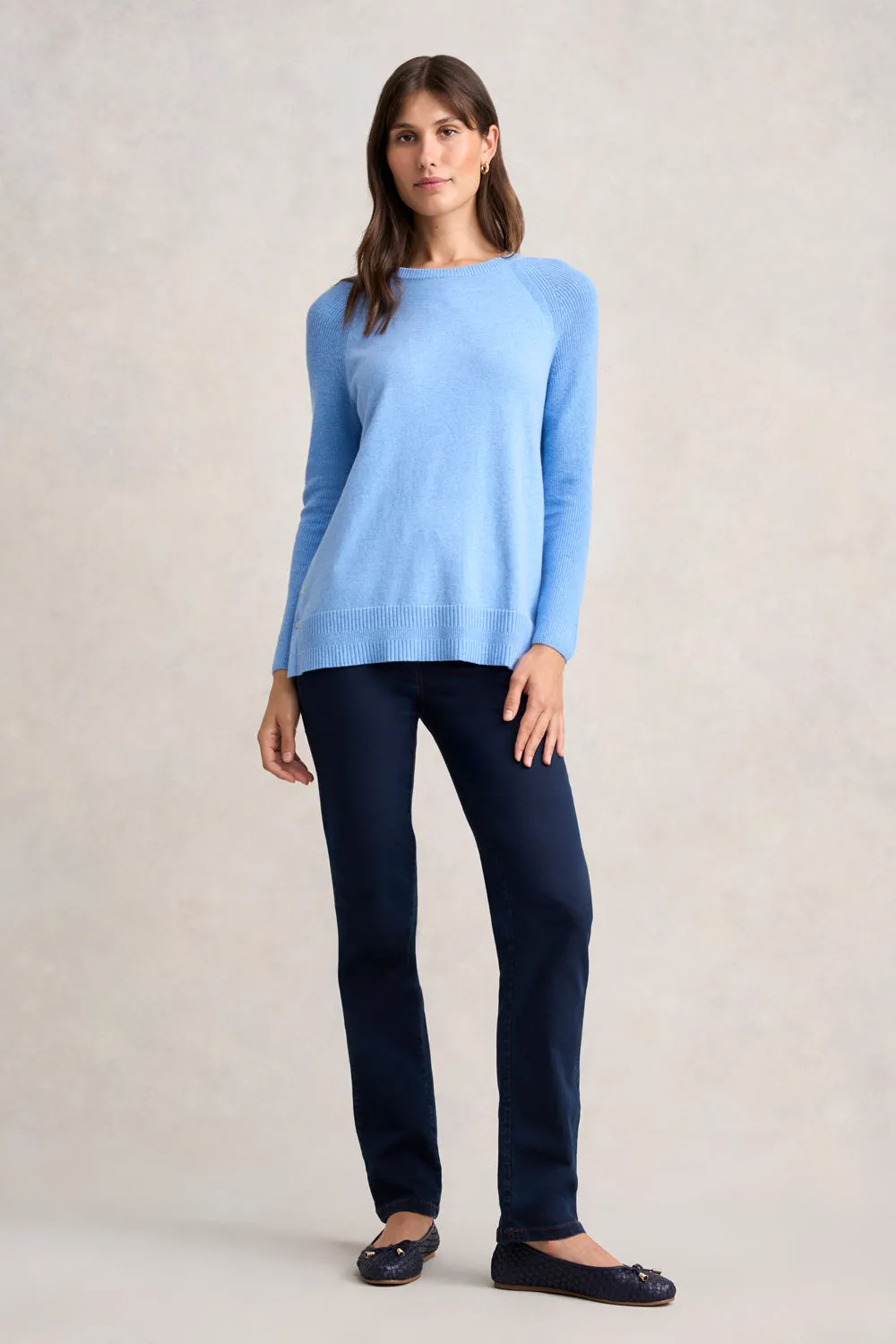 Buton Side Detail Jumper - Bluebell Marle