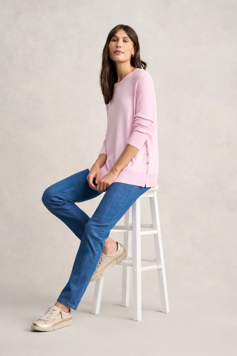 Button Side Detail Jumper - Ice Pink