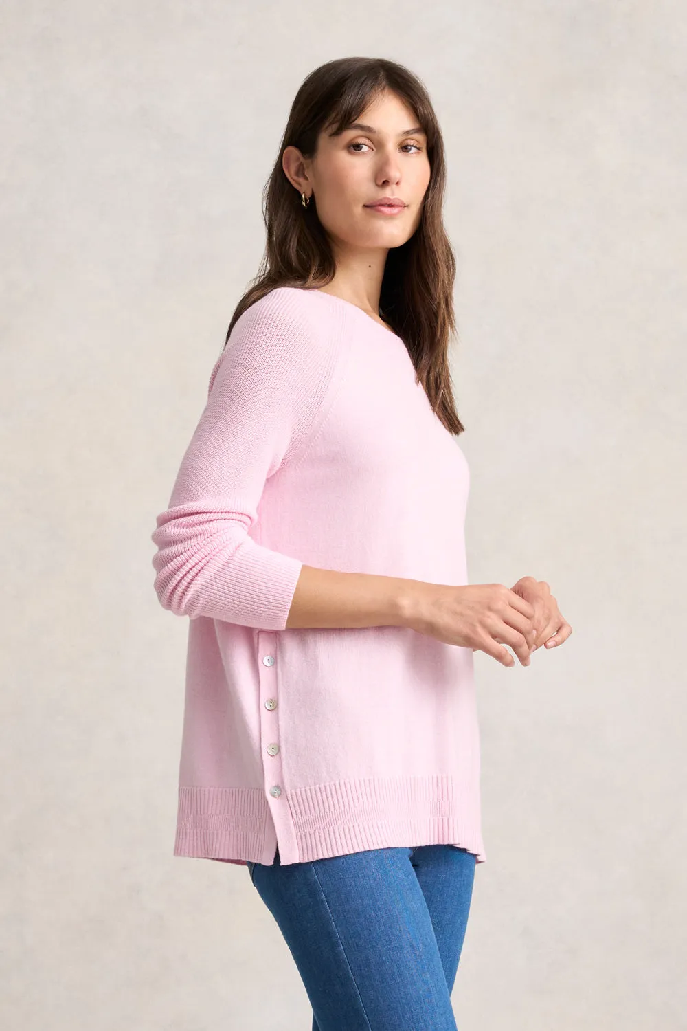 Button Side Detail Jumper - Ice Pink
