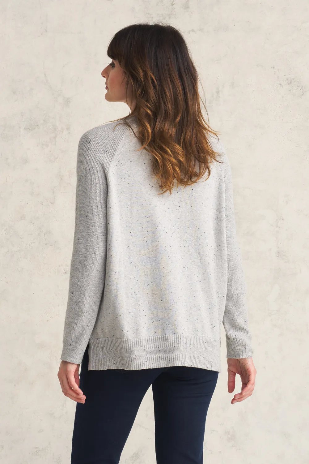 Button Side Detail Jumper - Pearl Donegal
