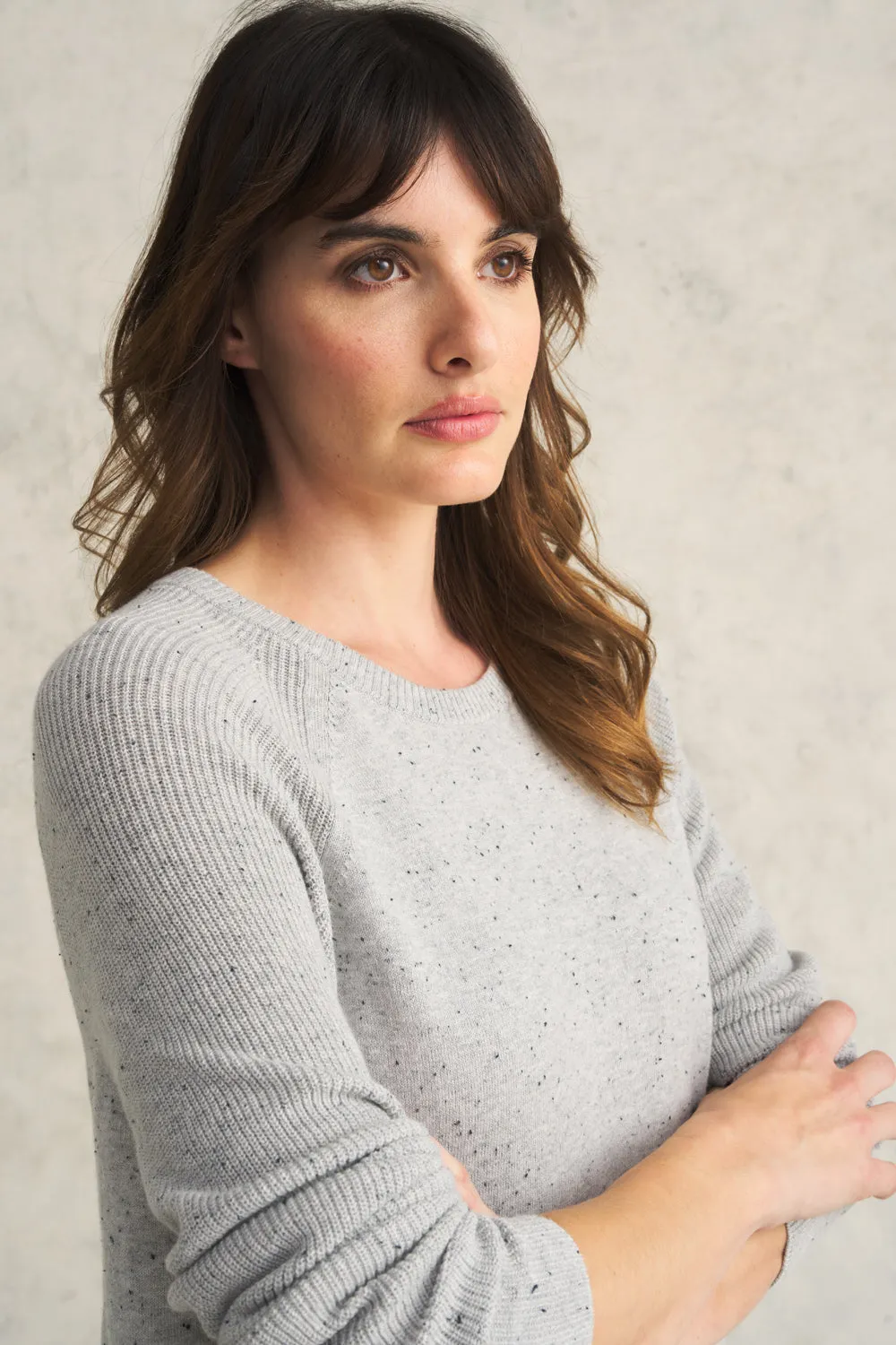 Button Side Detail Jumper - Pearl Donegal
