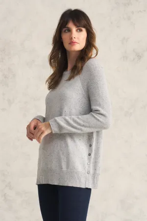 Button Side Detail Jumper - Pearl Donegal