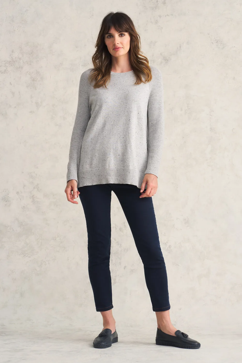 Button Side Detail Jumper - Pearl Donegal