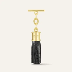 Capsule Tassel Mini | Black Patent Croc with Gold hardware