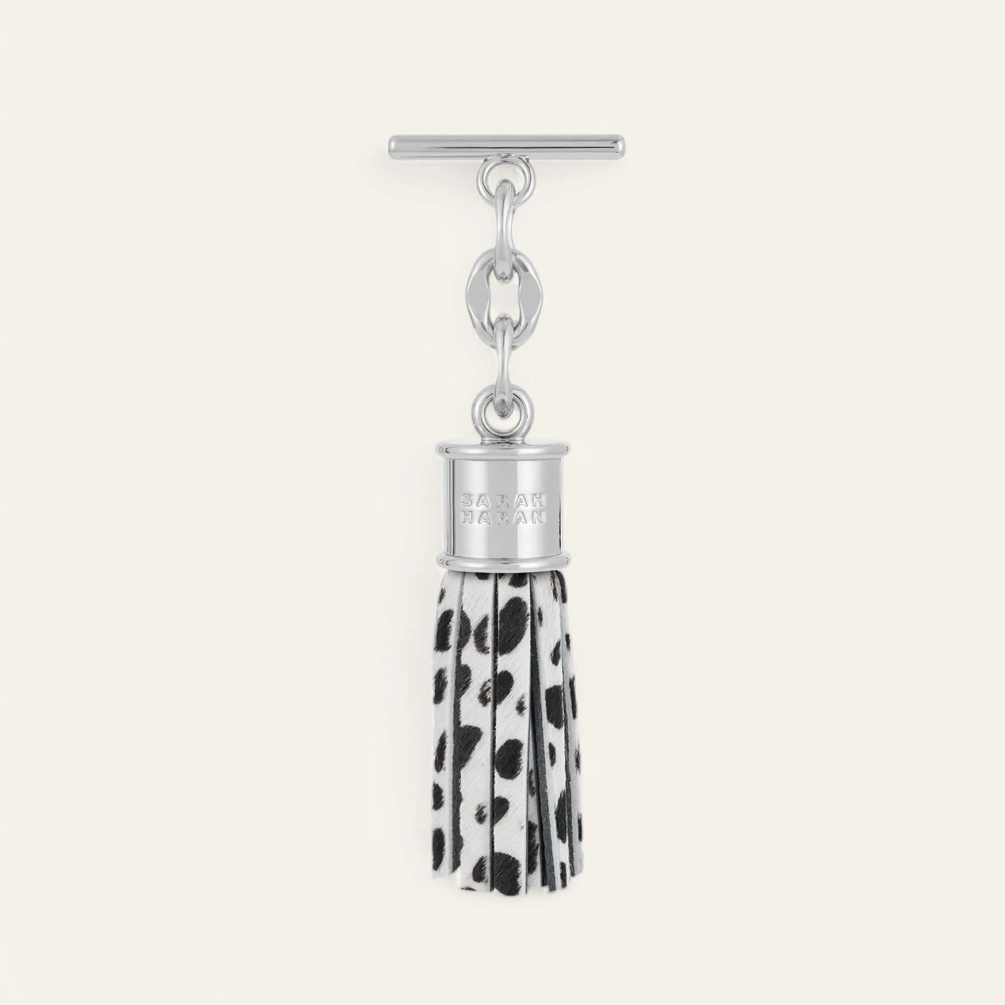 Capsule Tassel Mini | Dalmatian with Silver hardware