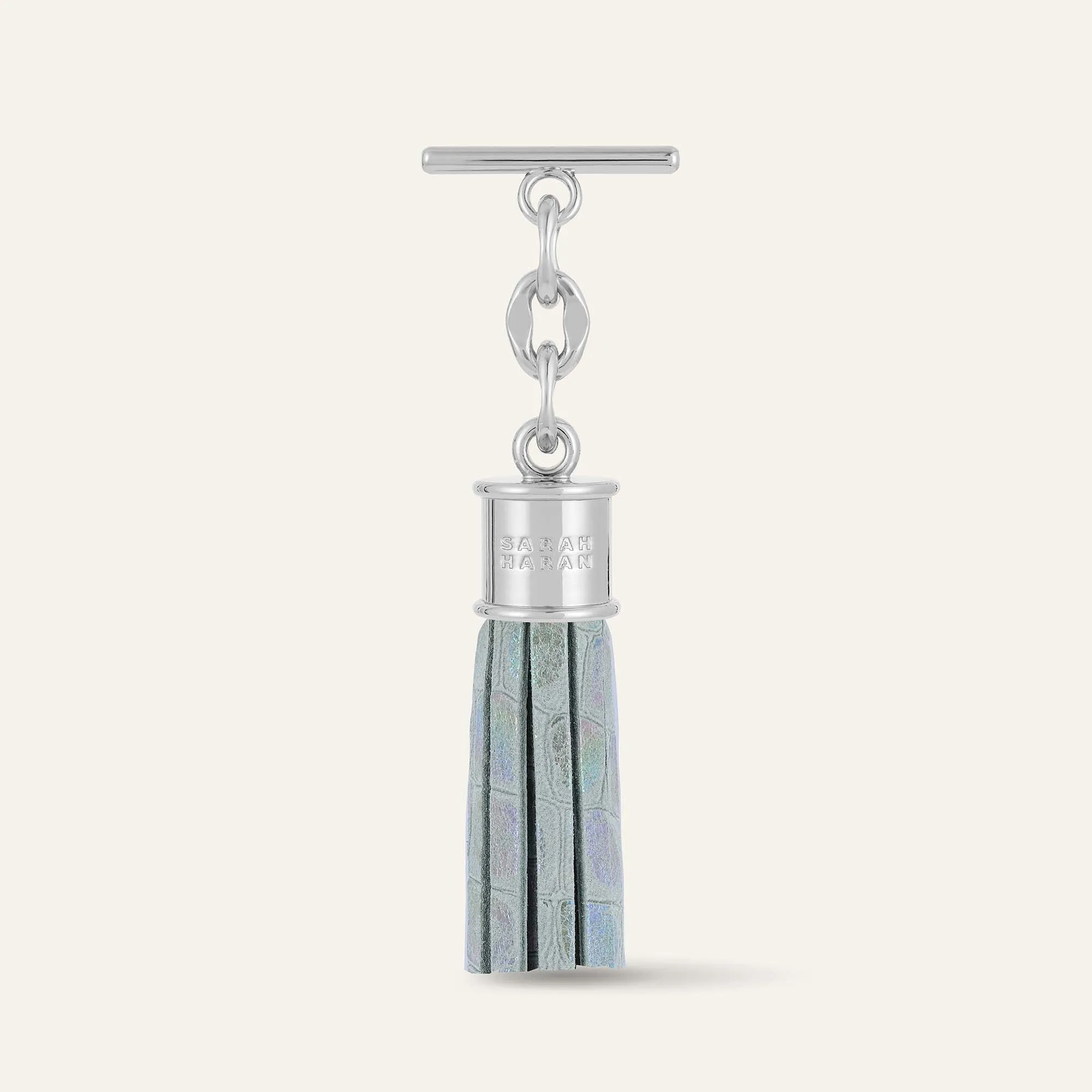 Capsule Tassel Mini | Petrolescent Croc with Silver hardware