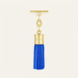 Capsule Tassel Mini | Sapphire with Gold hardware