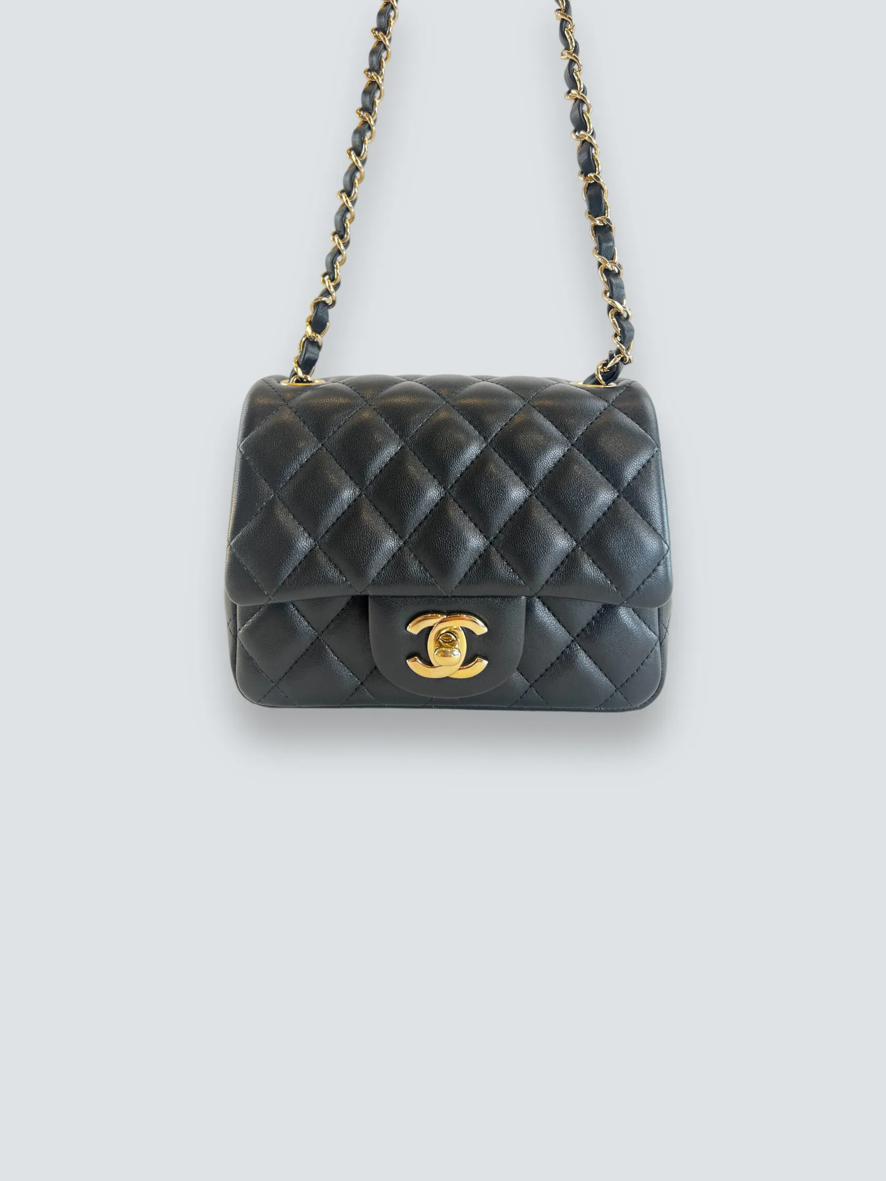 Chanel Black Lambskin Leather Mini Square