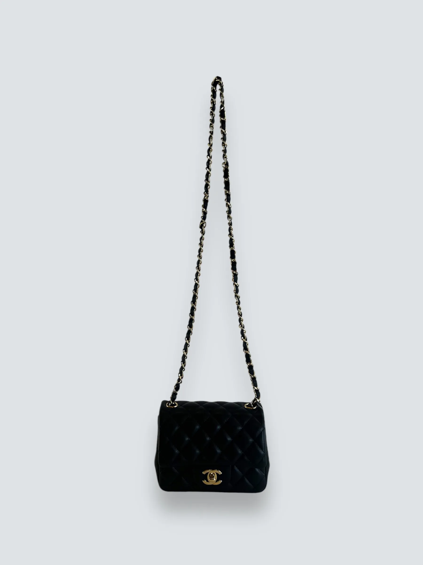 Chanel Black Lambskin Leather Mini Square