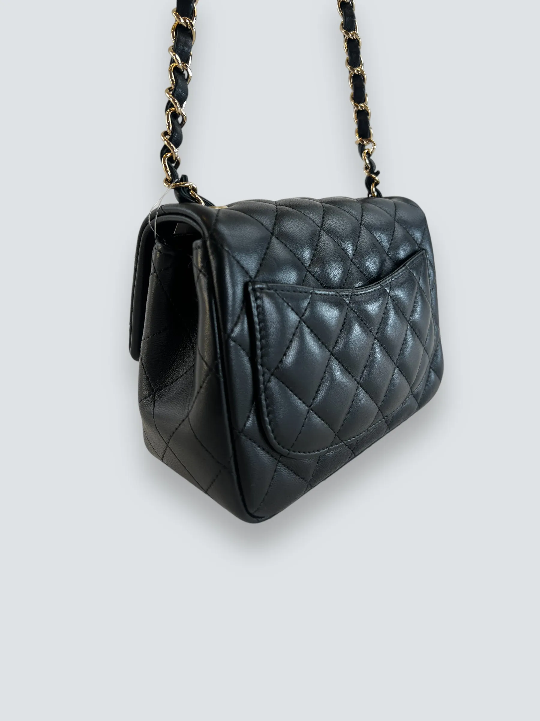Chanel Black Lambskin Leather Mini Square