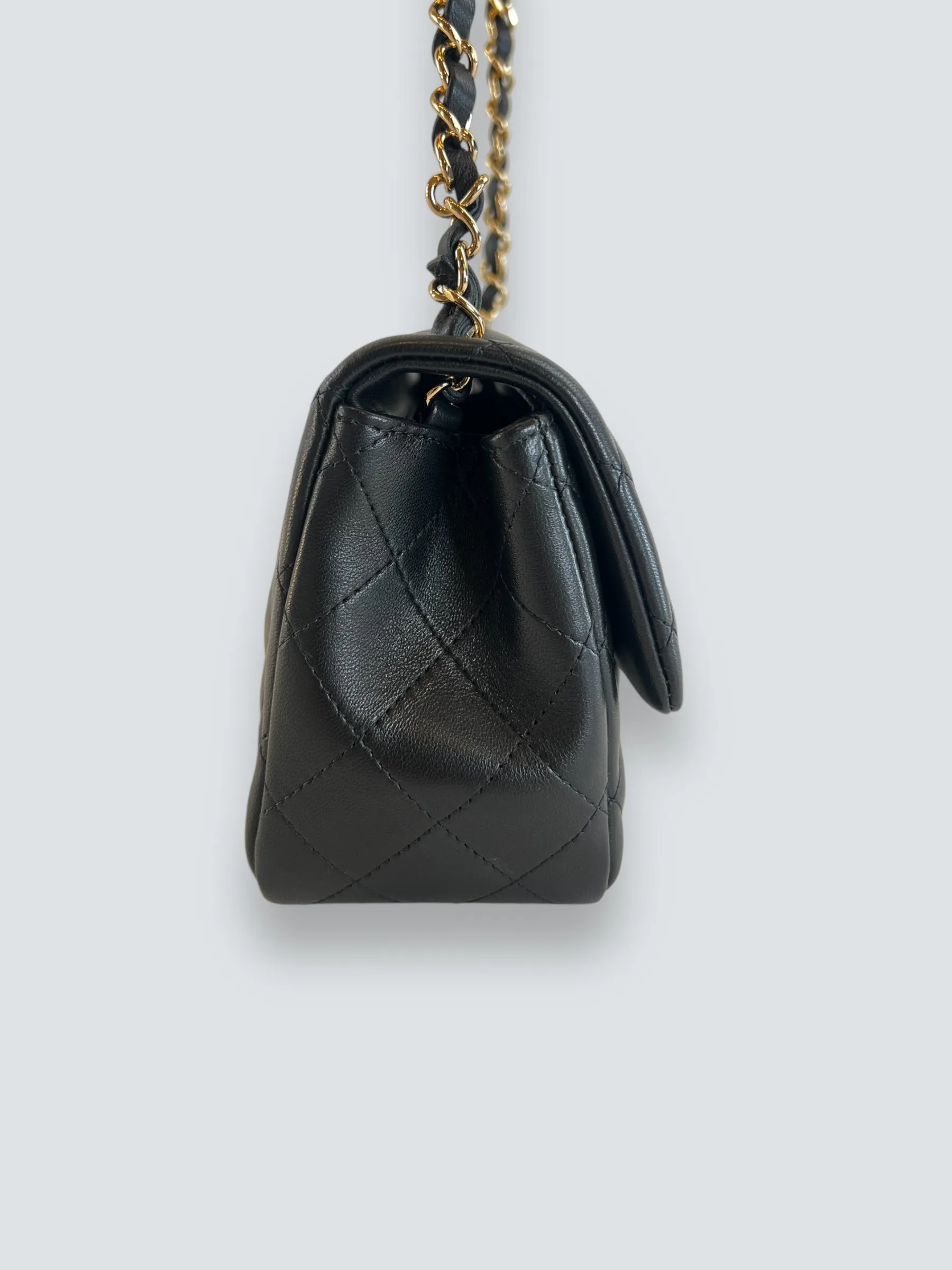 Chanel Black Lambskin Leather Mini Square