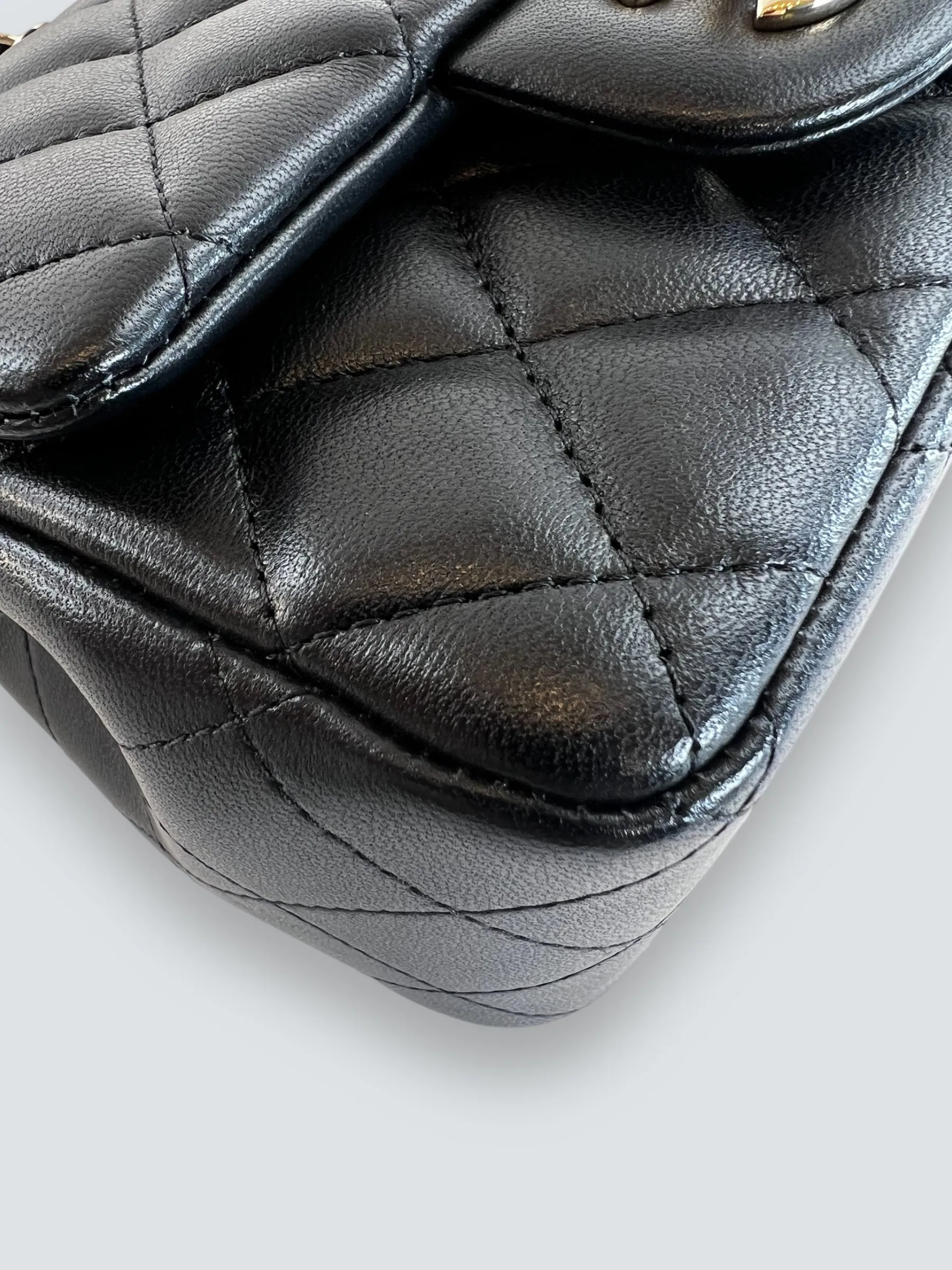 Chanel Black Lambskin Leather Mini Square
