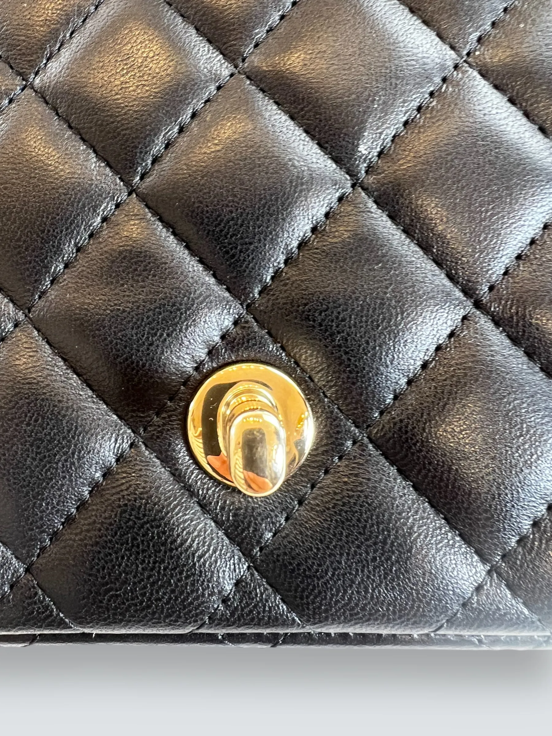 Chanel Black Lambskin Leather Mini Square