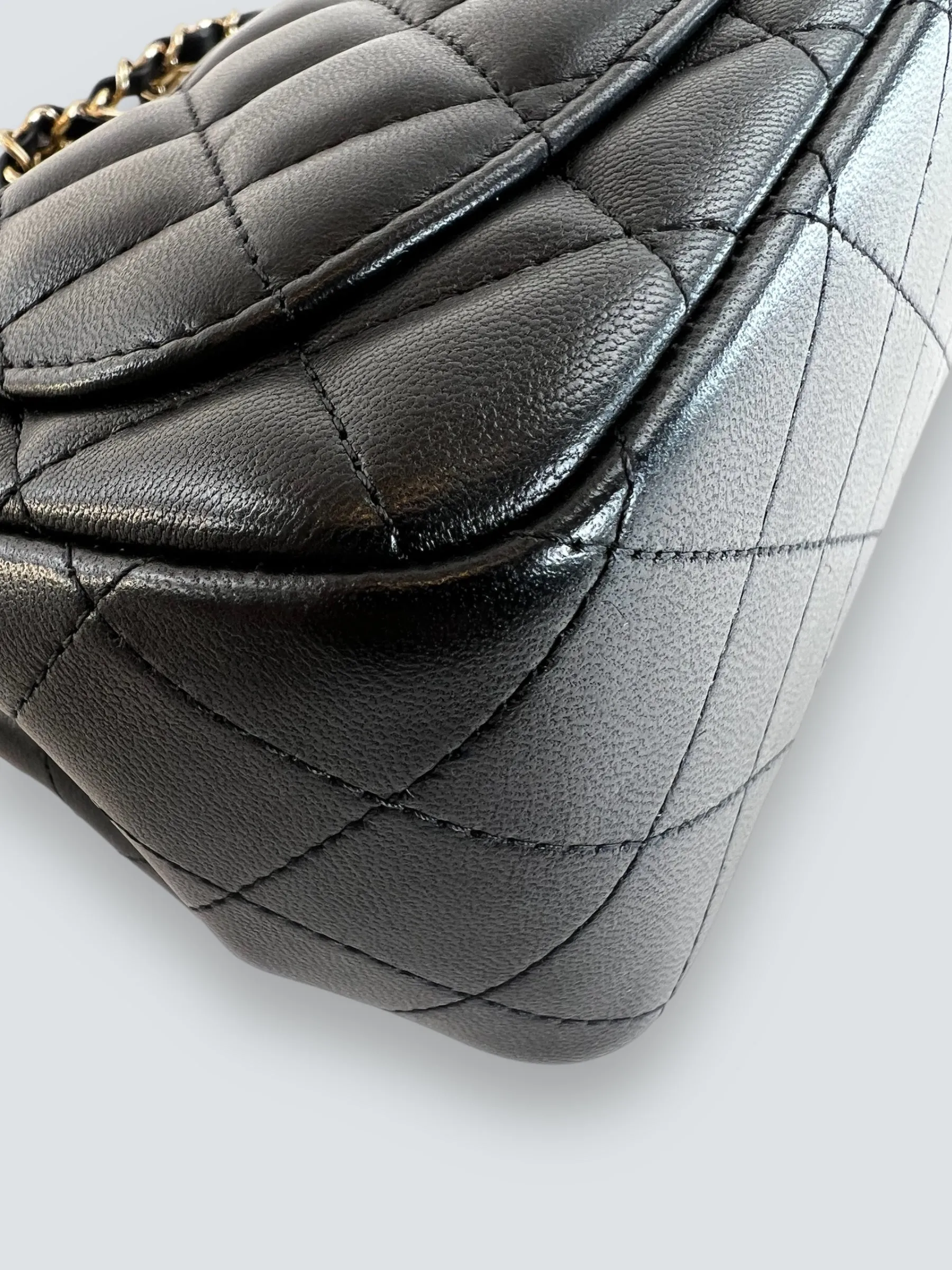 Chanel Black Lambskin Leather Mini Square