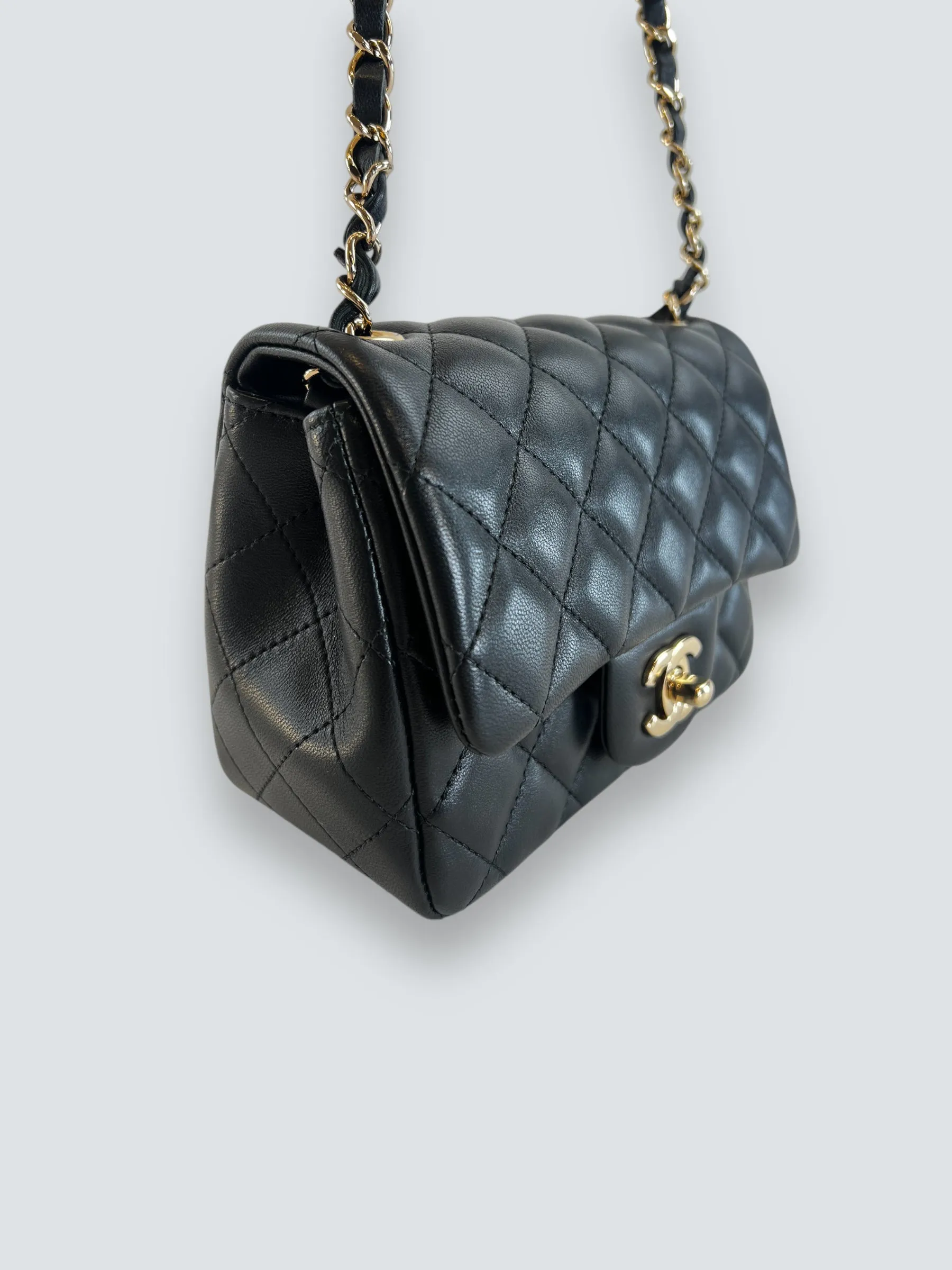 Chanel Black Lambskin Leather Mini Square